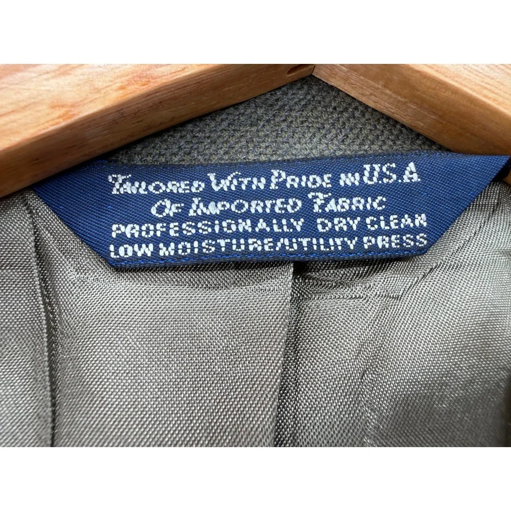 42L Lands End Mens 3 Button Pure Lambswool Blazer Sport Coat Jacket Gray/Green